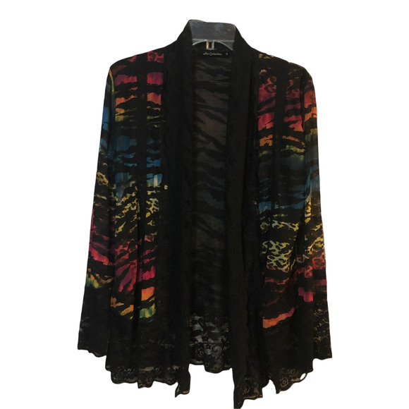 BV Collections Jackets & Blazers - BV Collections Multicolored Tiger Leopard Print Kimono SZ M